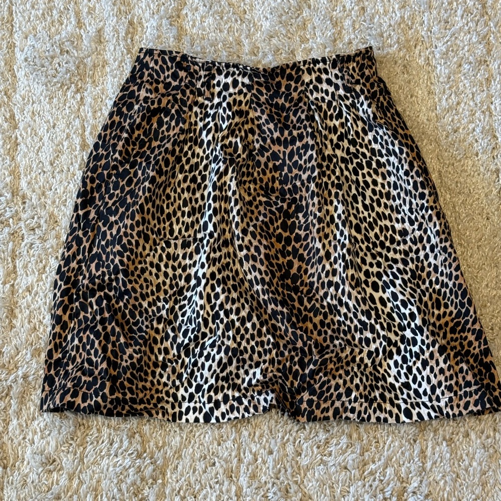 White House Black Market Leopard Print Mini Skirt - Black & Tan
